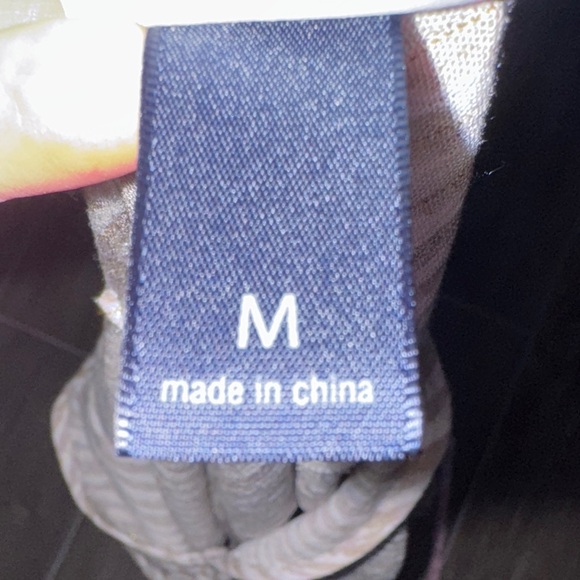 Daytrip Beige, Gold and White Striped V-Neck Blouse - Picture 9 of 9